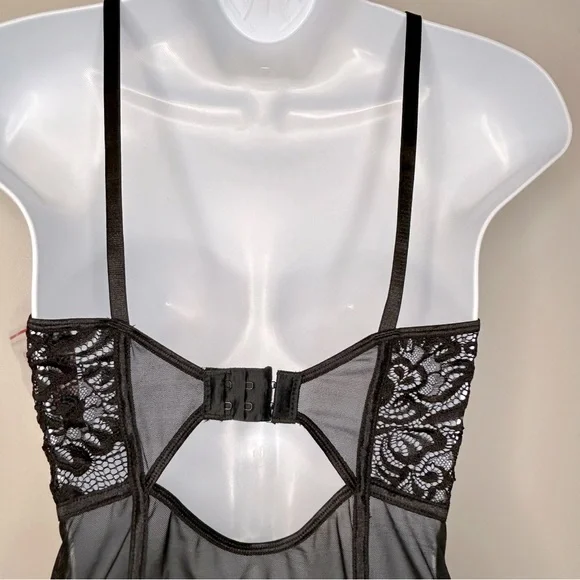 Dreamgirl Black Babydoll Bustier Garter Lingerie Size M NWT - Picture 8 of 12